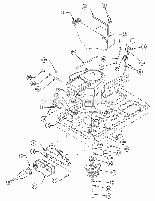 Engine Accessories Diagram and Parts List for RZT50 17BA5A7P712, 17BA5A7P710, 17BA5A7P709 Cub Cadet Lawn Mower